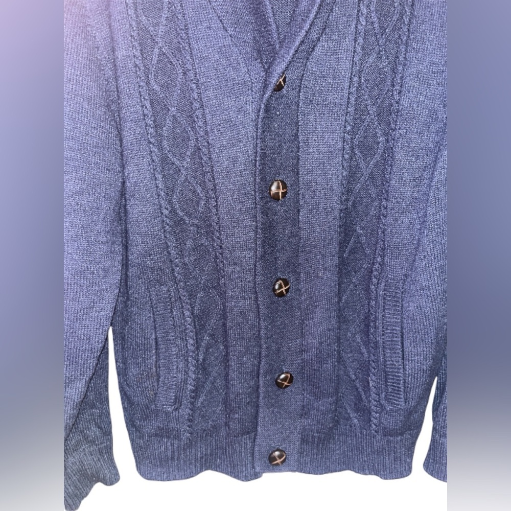 Roundtree & Yorke Dark Blue Shawl Collar Cardigan - Picture 3 of 5